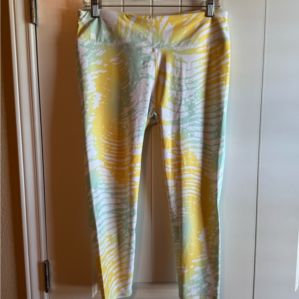 Fabletics Yellow and Green Patterned Leggings